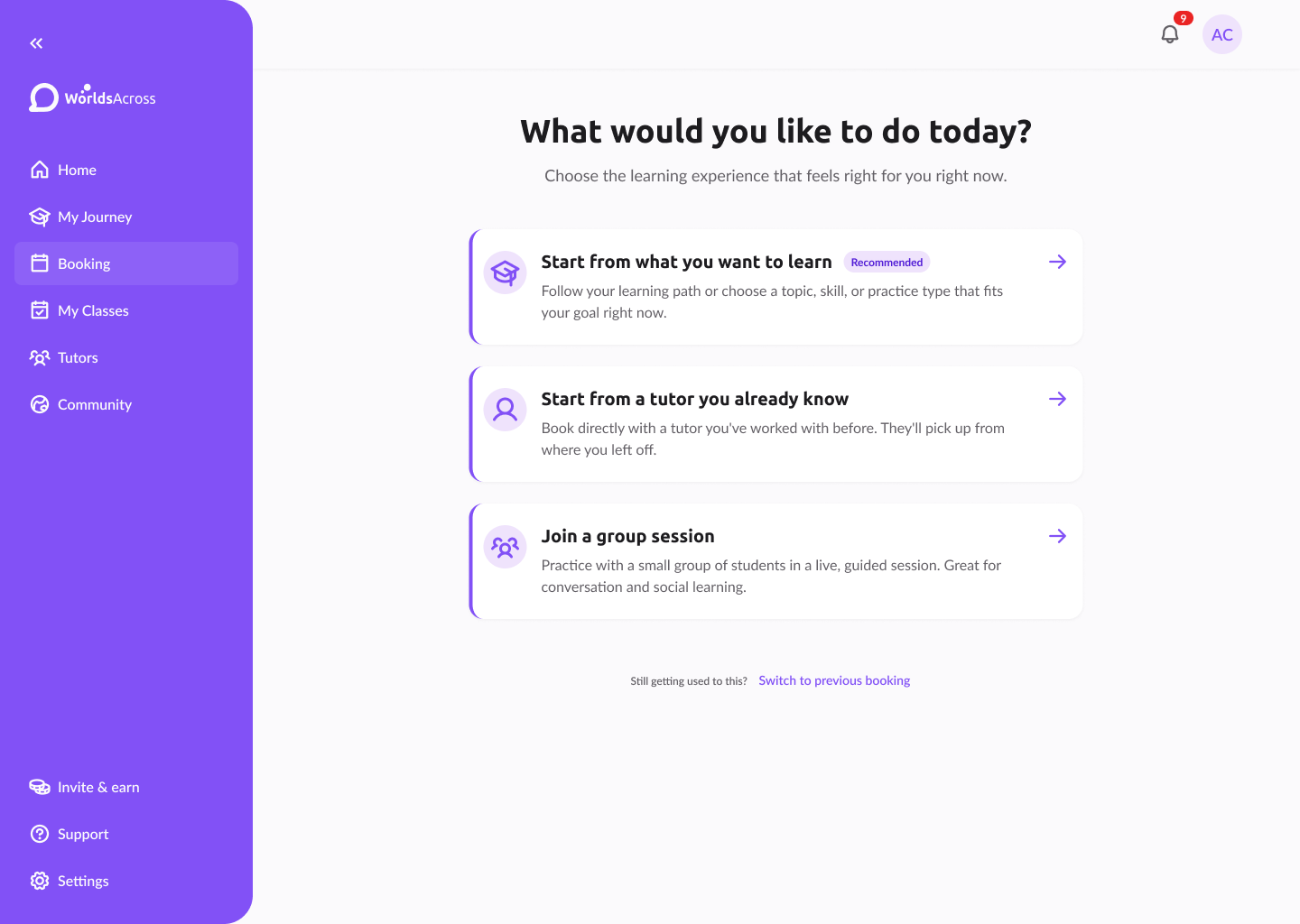 Entry point de booking rediseñado