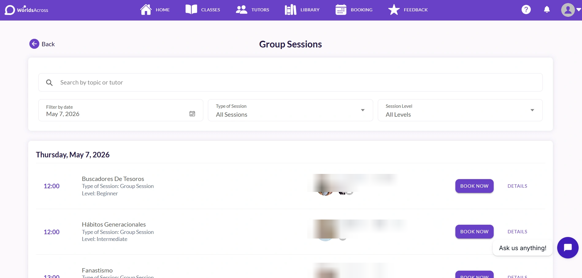 Group Sessions actual